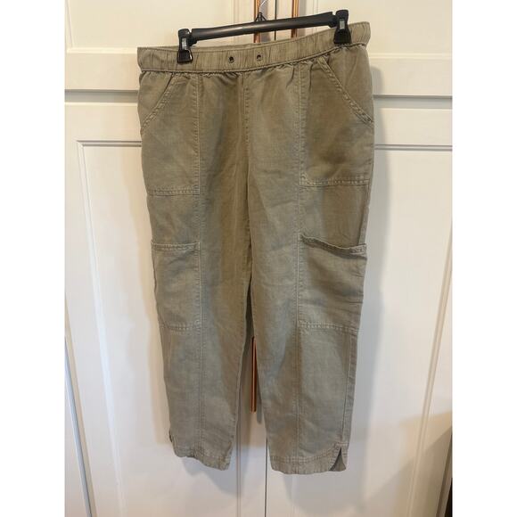 C&C California linen blend pant light green with pockets small casual - Picture 1 of 8